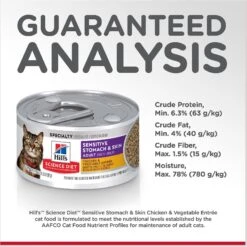 Hill's Science Diet Adult Sensitive Stomach & Skin Chicken & Vegetable Entrée Canned Cat Food -Hill's Science Plan Store 109206 PT7. AC SS1800 V1609368446