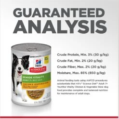 Hill's Science Diet Adult 7+ Senior Vitality Chicken & Vegetable Stew Canned Dog Food -Hill's Science Plan Store 109444 PT6. AC SS1800 V1597958794