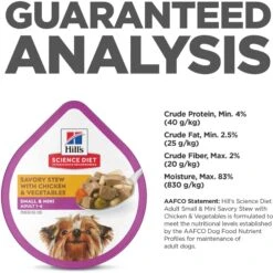 Hill's Science Diet Adult Small Mini Savory Stew Chicken & Vegetable Wet Dog Food Trays 17 Hill's Science Diet Adult Small Mini Savory Stew Chicken & Vegetable Wet Dog Food Trays -Hill's Science Plan Store 133606 PT6. AC SS1800 V1692727424
