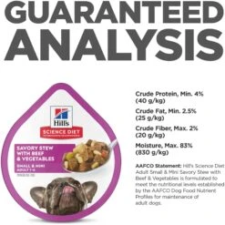 Hill's Science Diet Adult Small Mini Savory Stew Beef & Vegetable Wet Dog Food Trays 17 Hill's Science Diet Adult Small Mini Savory Stew Beef & Vegetable Wet Dog Food Trays -Hill's Science Plan Store 133608 PT6. AC SS1800 V1692727448