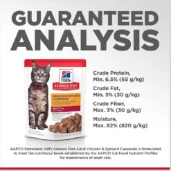 Hill's Science Diet Adult Chicken & Spinach Casserole Recipe Cat Food, 2.8-oz Pouch, Case Of 24 -Hill's Science Plan Store 218067 PT6. AC SS1800 V1598150196