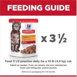Hill's Science Diet Adult Chicken & Spinach Casserole Recipe Cat Food, 2.8-oz Pouch, Case Of 24 -Hill's Science Plan Store 218067 PT7. AC SS1800 V1598157088