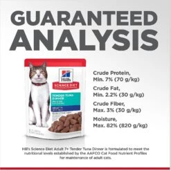 Hill's Science Diet Adult 7+ Tender Tuna Recipe Cat Food, 2.8-oz Pouch, Case Of 24 17 Hill's Science Diet Adult 7+ Tender Tuna Recipe Cat Food, 2.8-oz Pouch, Case Of 24 -Hill's Science Plan Store 218073 PT6. AC SS1800 V1598157080