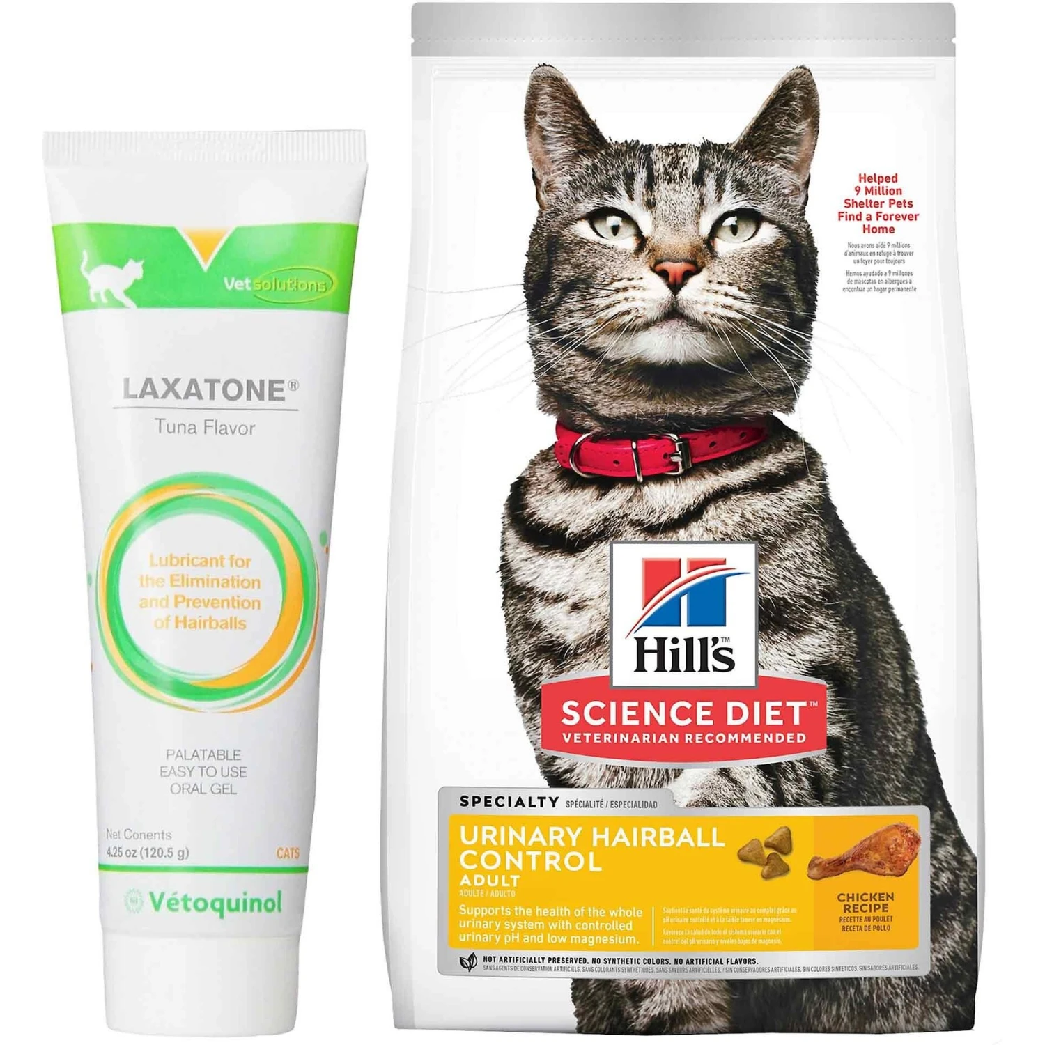 Vetoquinol Laxatone Tuna Flavored Gel Hairball Control Supplement For Cats & Hill's Science Diet Adult Urinary Hairball Control Dry Cat Food 3 Vetoquinol Laxatone Tuna Flavored Gel Hairball Control Supplement For Cats & Hill's Science Diet Adult Urinary Hairball Control Dry Cat Food