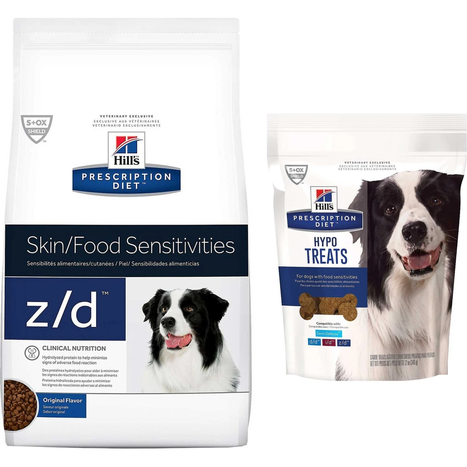 Hill's Prescription Diet Z/d Skin/Food Sensitivities Original Flavor Dry Dog Food & Hill's Prescription Diet Hypo Crunchy Dog Treats 3 Hill's Prescription Diet Z/d Skin/Food Sensitivities Original Flavor Dry Dog Food & Hill's Prescription Diet Hypo Crunchy Dog Treats