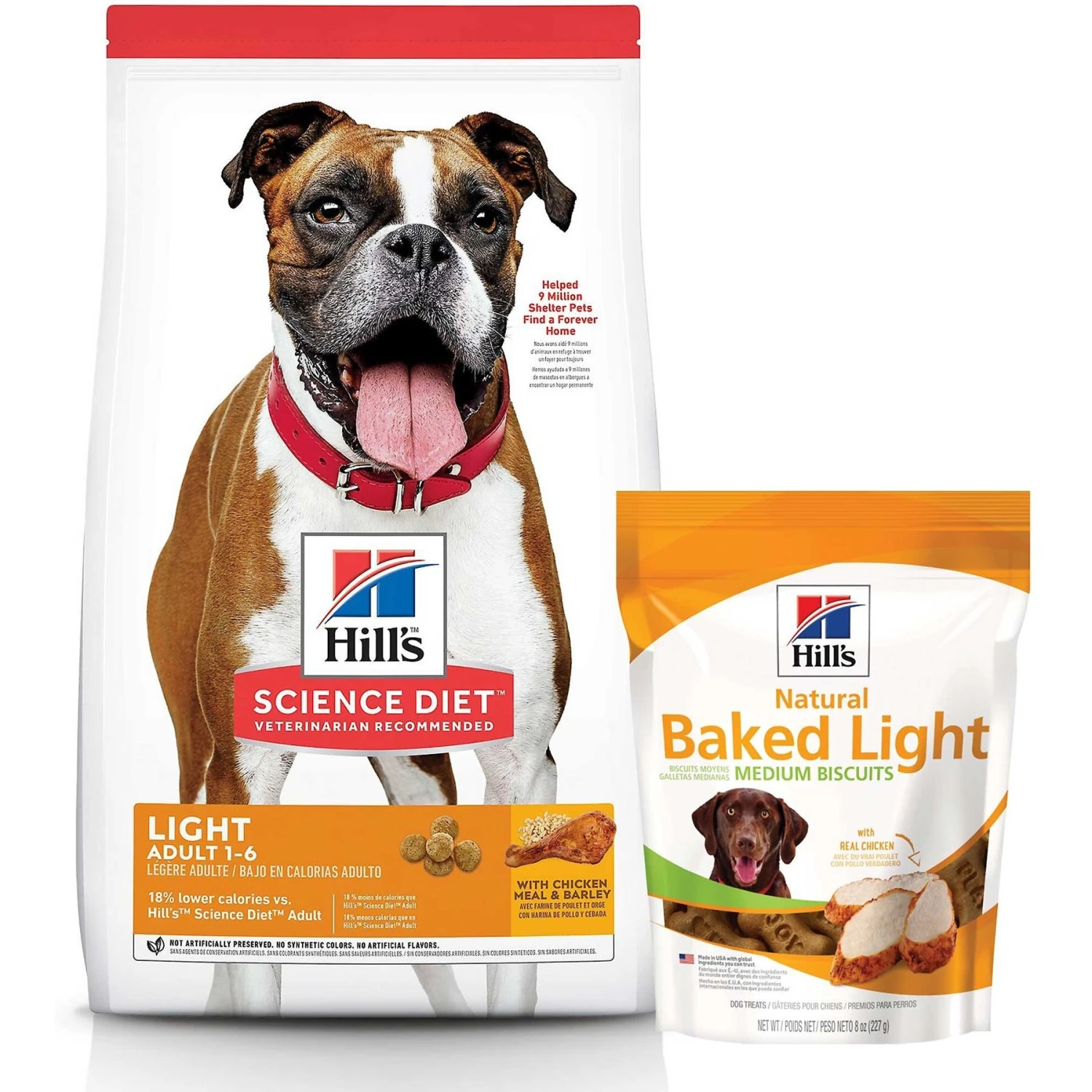 Hill's Science Diet Adult Light With Chicken Meal & Barley Dry Dog Food & Hill's Natural Baked Light Biscuits With Real Chicken Dog Treats, Medium 3 Hill's Science Diet Adult Light With Chicken Meal & Barley Dry Dog Food & Hill's Natural Baked Light Biscuits With Real Chicken Dog Treats, Medium
