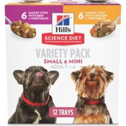 Hill's Science Diet Adult Small Paws Chicken & Vegetables & Beef & Vegetables Variety Pack Wet Dog Food Trays & Hill's Natural Soft Savories With Peanut Butter & Banana Dog Treats -Hill's Science Plan Store 298094 PT5. AC SS1800 V1692826317