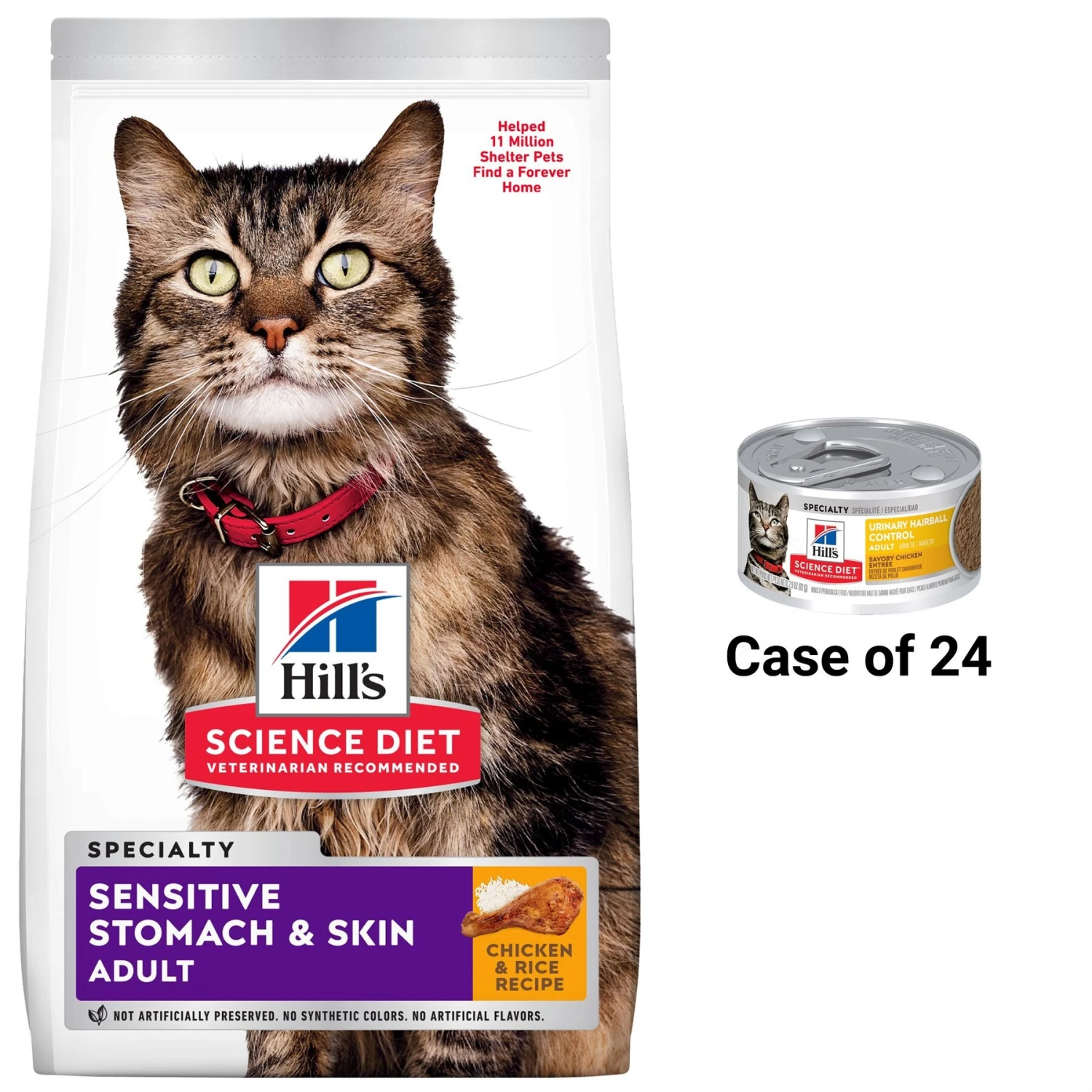 Hill's Science Diet Adult Sensitive Stomach & Sensitive Skin Chicken & Rice Recipe Dry Cat Food & Hill's Science Diet Adult Urinary Hairball Control Savory Chicken Entree Canned Cat Food 3 Hill's Science Diet Adult Sensitive Stomach & Sensitive Skin Chicken & Rice Recipe Dry Cat Food & Hill's Science Diet Adult Urinary Hairball Control Savory Chicken Entree Canned Cat Food