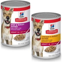 Hill's Science Diet Adult Beef & Barley Entree Canned Dog Food & Hill's Science Diet Adult Chicken & Barley Entree Canned Dog Food