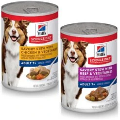 Hill's Science Diet Adult 7+ Savory Stew With Chicken & Vegetables Canned Dog Food & Hill's Science Diet Adult 7+ Savory Stew With Beef & Vegetables Canned Dog Food