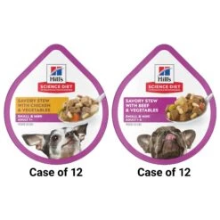 Hill's Science Diet Adult 7+ Small & Mini Savory Chicken & Vegetable Stew Dog Food Trays & Hill's Science Diet Adult Small Mini Savory Stew Beef & Vegetable Wet Dog Food Trays