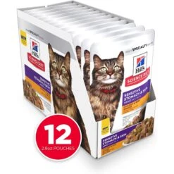 Hill's Science Diet Adult Sensitive Stomach & Sensitive Skin Chicken & Beef Canned Cat Food, 2.8-oz Pouch, Case Of 24 -Hill's Science Plan Store 364089 PT1. AC SS1800 V1643906824