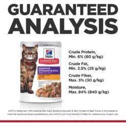 Hill's Science Diet Adult Sensitive Stomach & Sensitive Skin Chicken & Beef Canned Cat Food, 2.8-oz Pouch, Case Of 24 -Hill's Science Plan Store 364089 PT7. AC SS1800 V1643907095