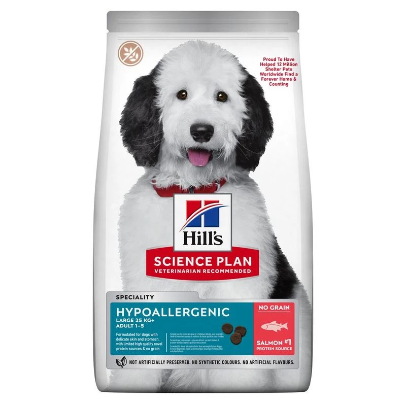 Hill's Science Plan Adult 1+ Hypoallergenic Large Breed Salmon Economy Pack: 2 X 14kg 3 Hill's Science Plan Adult 1+ Hypoallergenic Large Breed Salmon Economy Pack: 2 X 14kg