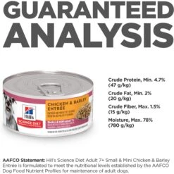 Hill's Science Diet Adult 7+ Small & Mini Chicken & Barley Entree Canned Dog Food -Hill's Science Plan Store 48955 PT6. AC SS1800 V1692727423