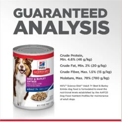 Hill's Science Diet Adult 7+ Beef & Barley Entree Canned Dog Food -Hill's Science Plan Store 48971 PT6. AC SS1800 V1598145358