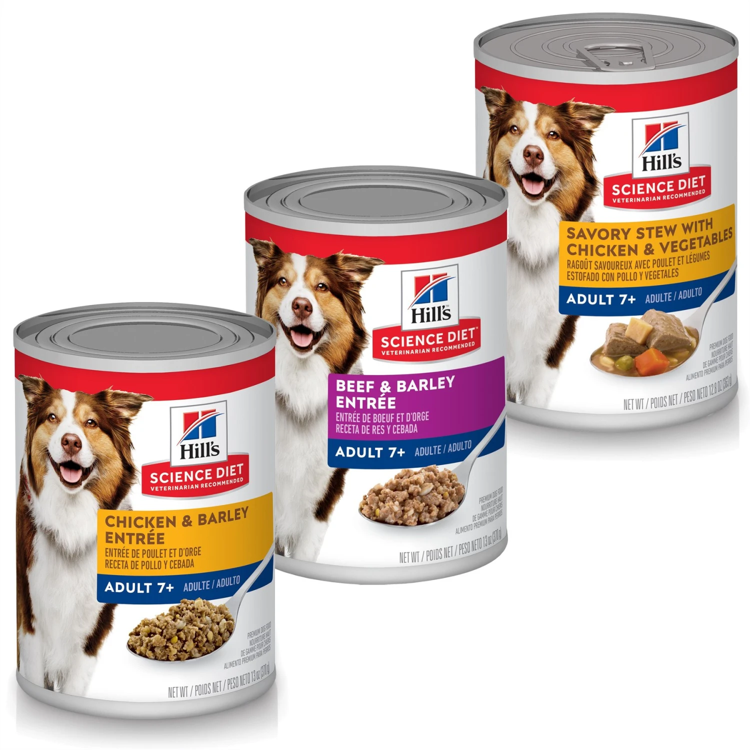 Hill's Science Diet Adult 7+ Beef & Barley Entree Canned Dog Food + 2 Items 3 Hill's Science Diet Adult 7+ Beef & Barley Entree Canned Dog Food + 2 Items