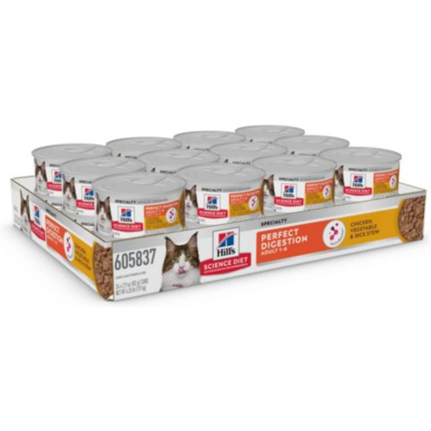 Hill's Science Diet Perfect Digestion Chicken, Vegetable & Rice Stew Adult Canned Cat Food, 2.9-oz, Case Of 24 4 Hill's Science Diet Perfect Digestion Chicken, Vegetable & Rice Stew Adult Canned Cat Food, 2.9-oz, Case Of 24 - Image 2