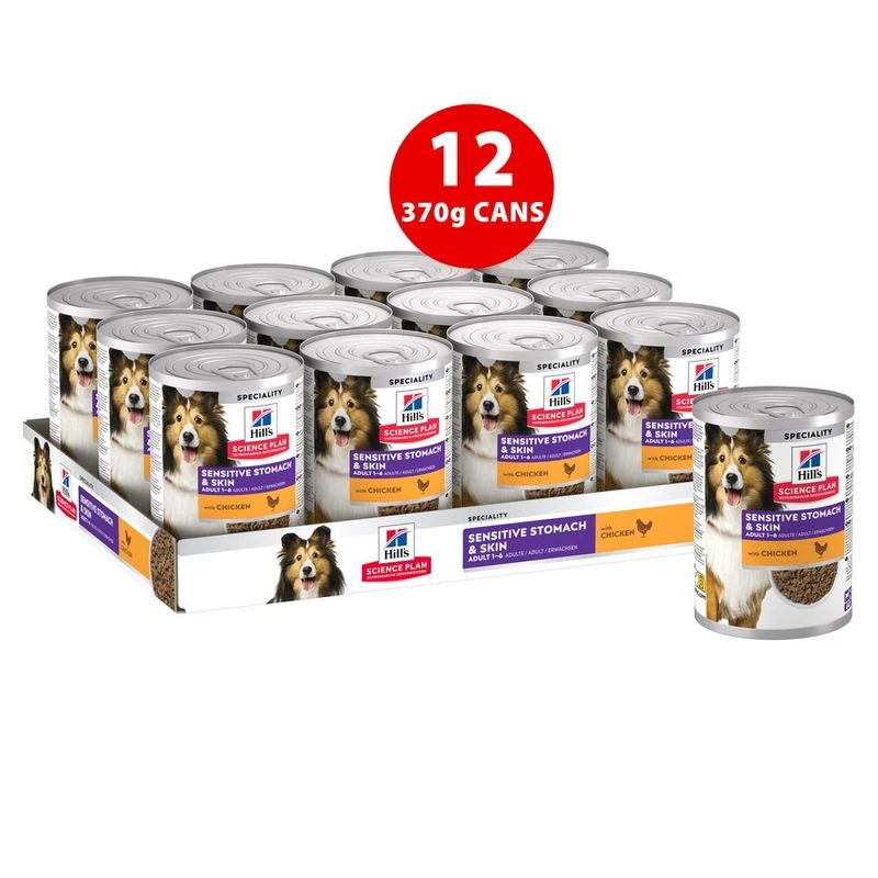 Hill's Science Plan Adult Sensitive Stomach & Skin Saver Pack: Chicken (24 X 370g) 12 Hill's Science Plan Adult Sensitive Stomach & Skin Saver Pack: Chicken (24 X 370g) - Image 10