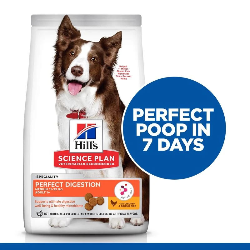Hill's Science Plan Adult 1+ Perfect Digestion Medium Breed With Chicken Economy Pack: 2 X 14kg - Image 3